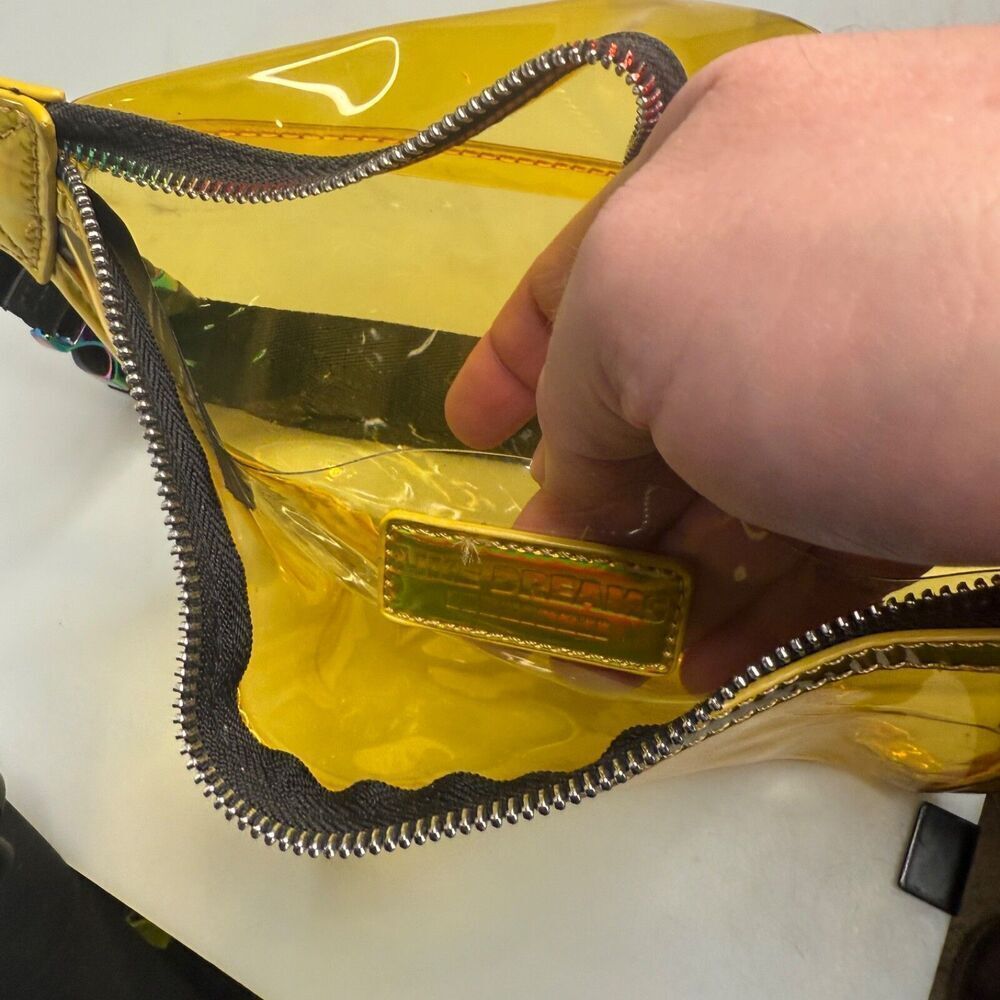 Like Dreams Yellow Clear Fanny Pack Waist Crossbody Bag 11"x6"x3" GUC Adjustable - Picture 14 of 16